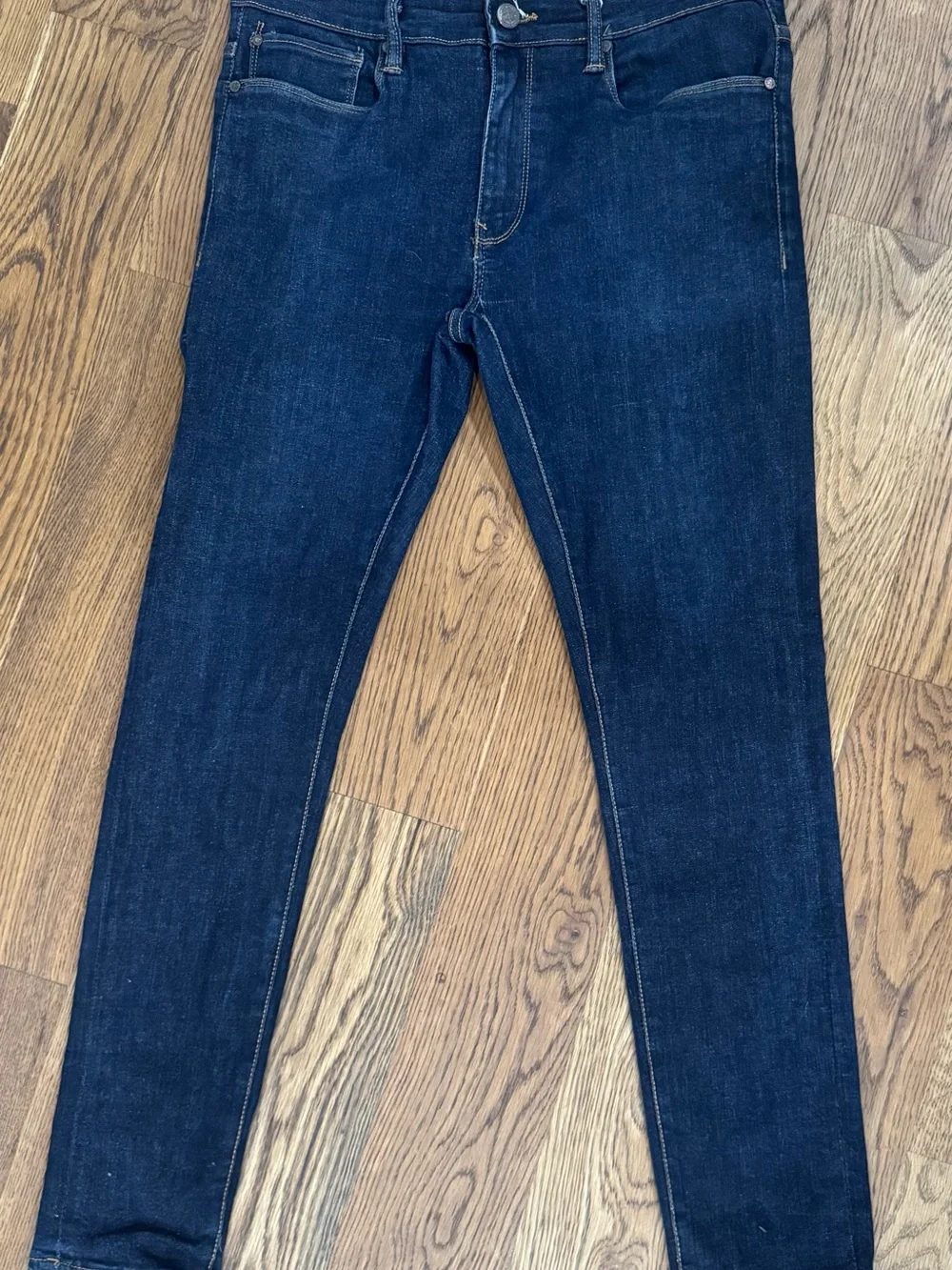 Jordan Craig Men’s Dark Blue Denim Jeans with Leather Patch